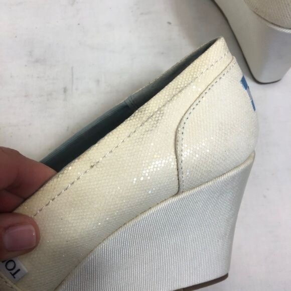 Toms Ivory Grosgrain Wedge Wedding Collection Size 11 - Picture 8 of 11